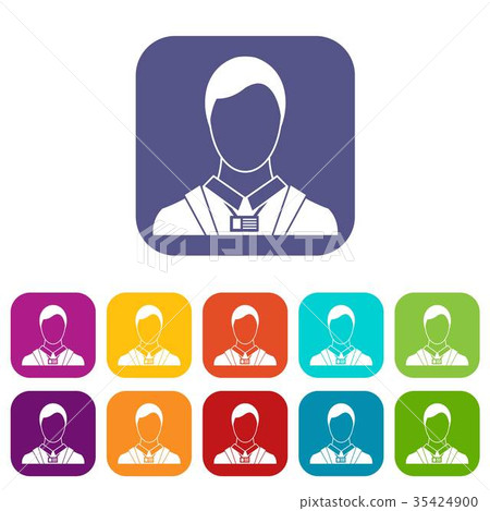 Businessman with identity name card icons set 35424900