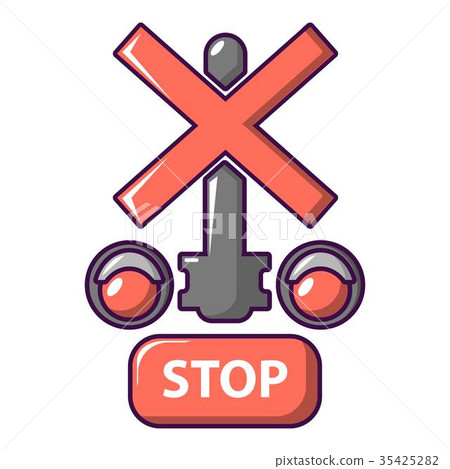 Traffic light stop railway icon, cartoon style Traffic light stop railway icon, cartoon style 35425282