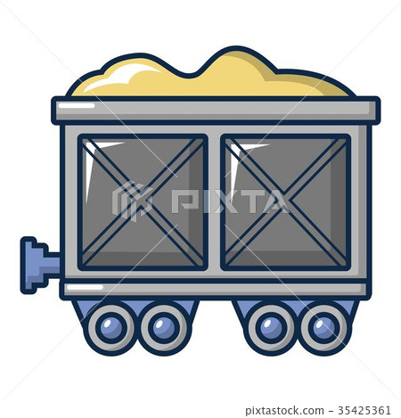 Coal trolley icon, cartoon style Coal trolley icon, cartoon style 35425361