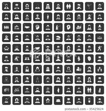 100 people icons set black 35425624