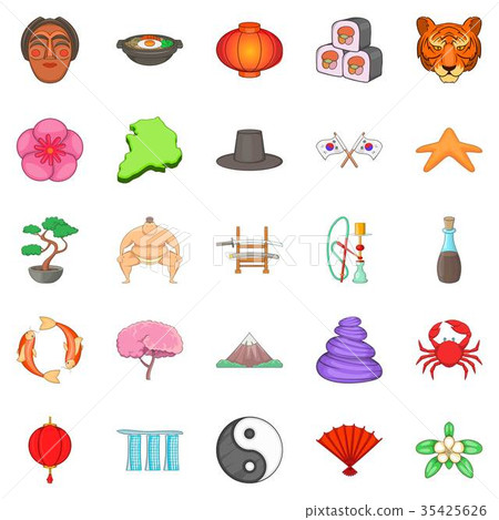 Sports of Japan icons set, cartoon style 35425626