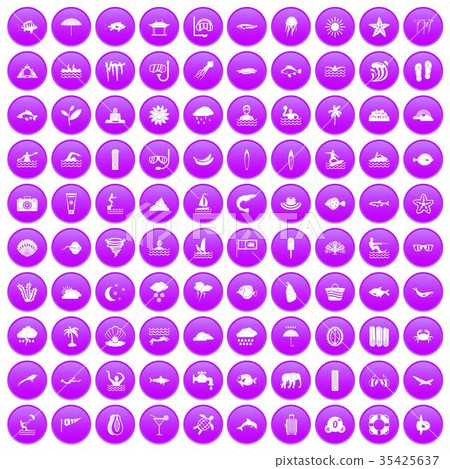 100 diving icons set purple 35425637