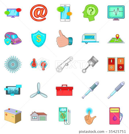 Machine repair icons set, cartoon style-插圖素材 [35425751] - PIXTA圖庫