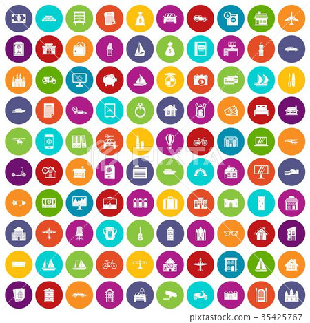100 property icons set color - Stock Illustration [35425767] - PIXTA