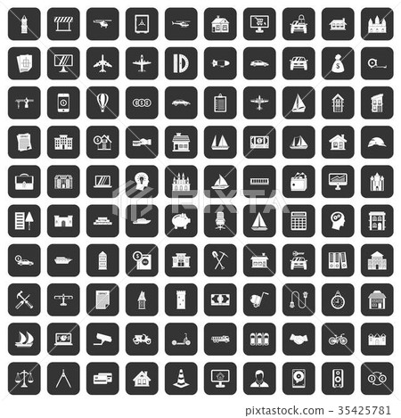 100 private property icons set black 35425781