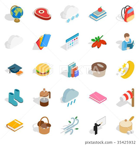 Autumn journey icons set, isometric style 35425932