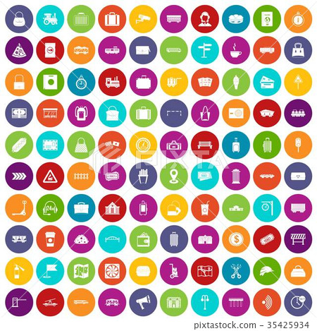 100 railway icons set color 35425934