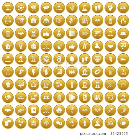 100 team icons set gold 35425935