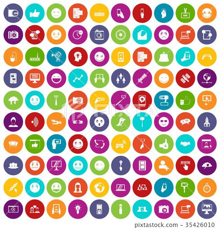 100 social media icons set color 35426010