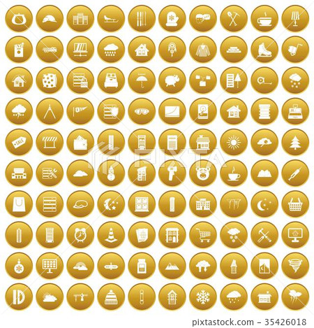 100 windows icons set gold - Stock Illustration [35426018] - PIXTA