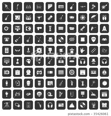 100 show business icons set black 35426061