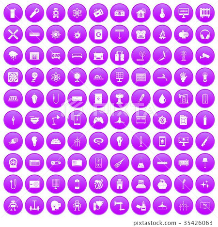 100 energy icons set purple 100 energy icons set purple 35426063