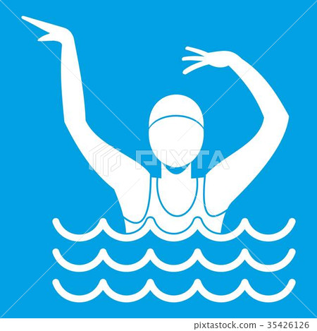 Swimmer in a swimming pool icon white Swimmer in a swimming pool icon white 35426126