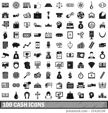 100 cash icons set, simple style - Stock Illustration [35426194] - PIXTA