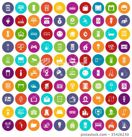 100 smart house icons set color 35426230