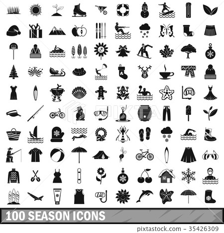 100 season icons set, simple style 35426309