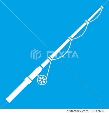 Rod and reel icon white 35426310