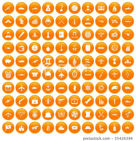 100 combat vehicles icons set orange 100 combat vehicles icons set orange 35426394