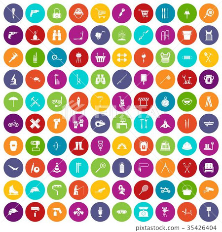 100 tackle icons set color 35426404