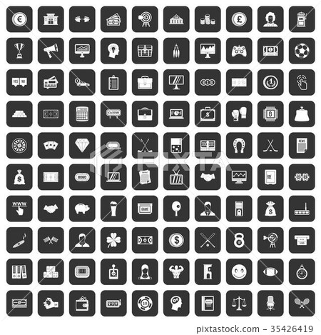 100 sweepstakes icons set black 35426419