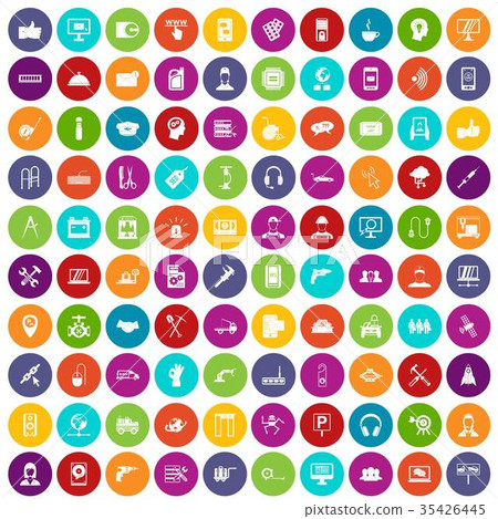 100 support icons set color 35426445