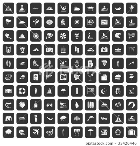 100 surfing icons set black 100 surfing icons set black 35426446