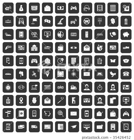 100 telephone icons set black 35426452