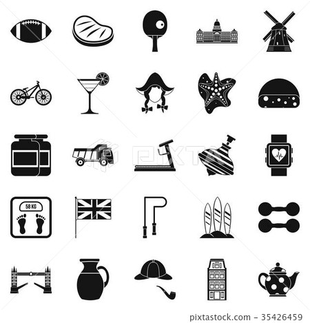 English sports icons set, simple style 35426459
