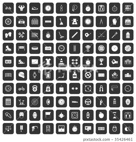 100 stopwatch icons set black 35426461