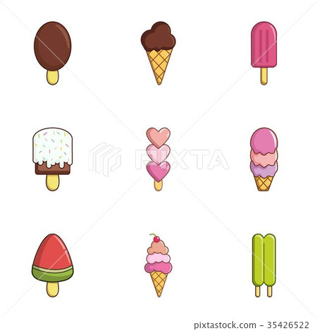 Different ice cream icons set, flat style Different ice cream icons set, flat style 35426522