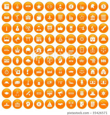 100 government icons set orange 35426571