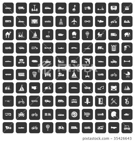 100 transport icons set black 100 transport icons set black 35426643
