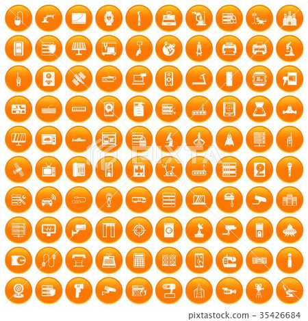 100 hardware icons set orange 35426684