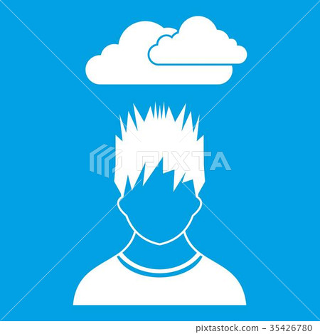 Depressed man with dark cloud over his head icon - Stock Illustration ...
