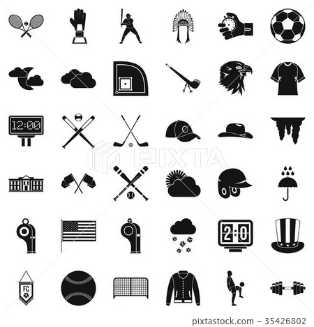 Baseball player icons set, simple style 35426802
