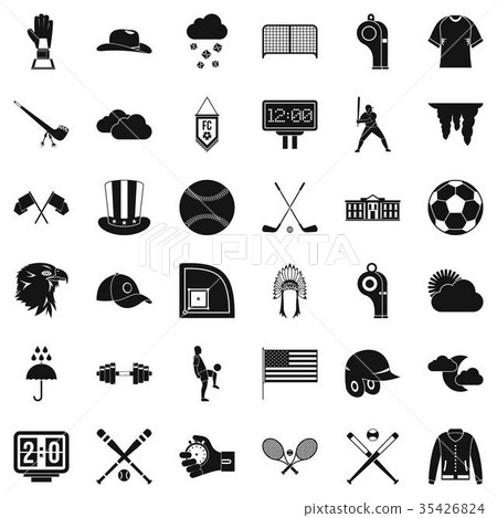 Baseball field icons set, simple style 35426824