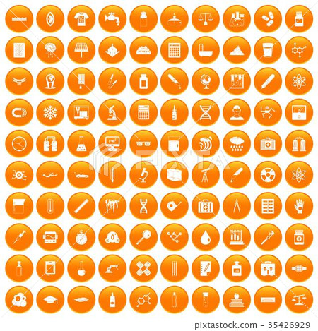 100 laboratory icons set orange 100 laboratory icons set orange 35426929