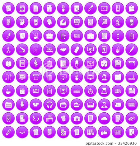 100 office icons set purple 100 office icons set purple 35426930