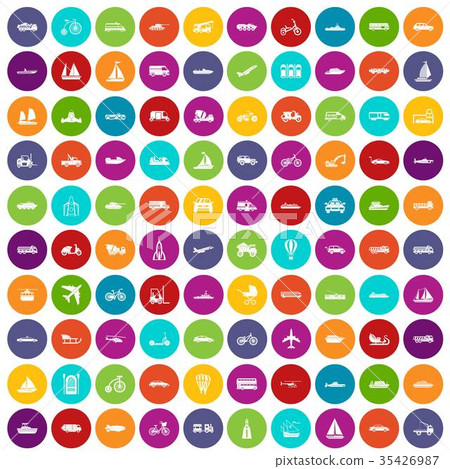 100 transportation icons set color 35426987