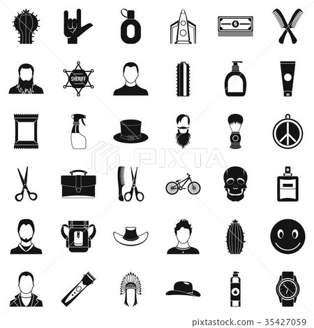 Cutting hair icons set, simple style 35427059