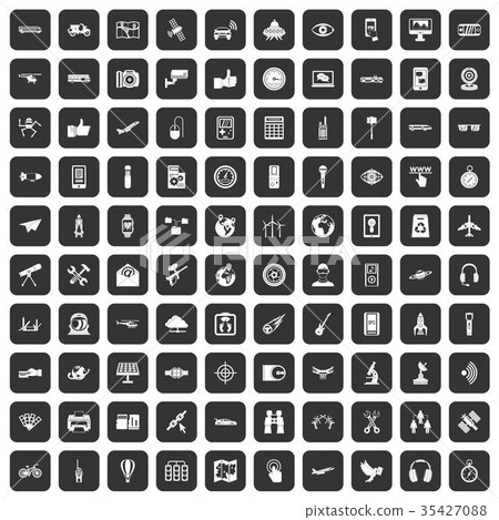100 wireless technology icons set black 100 wireless technology icons set black 35427088