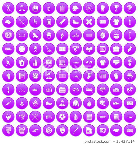 100 mens team icons set purple 35427114