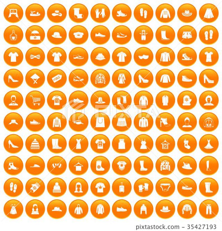 100 rags icons set orange - Stock Illustration [35427193] - PIXTA