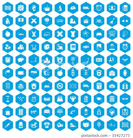 100 alarm clock icons set blue 35427273