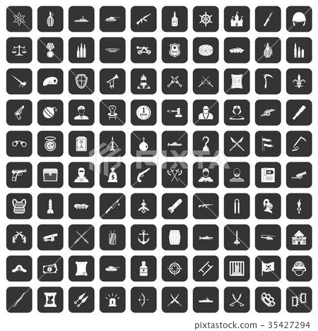 100 weapons icons set black 100 weapons icons set black 35427294