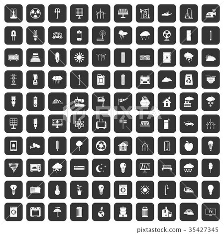100 windmills icons set black 35427345
