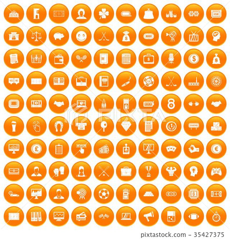100 sweepstakes icons set orange 35427375