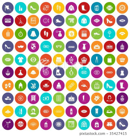 100 woman shopping icons set color - Stock Illustration [35427415] - PIXTA