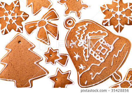 Christmas homemade gingerbread cookie on white Christmas homemade gingerbread cookie on white 35428856