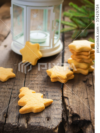 Homemade cookies Christmas tree and star Homemade cookies Christmas tree and star 35429784